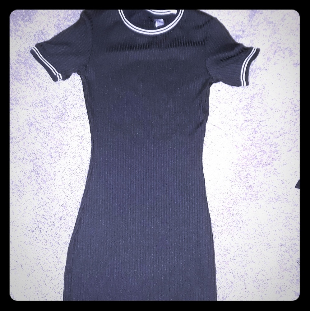 H&M black rib knit dress